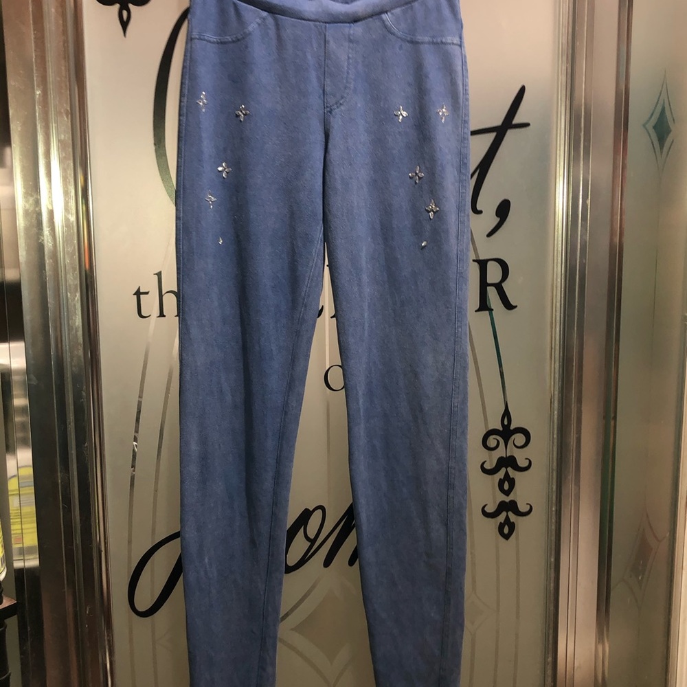 Girls Jeggins jean leggins bling front SUPER CUTE